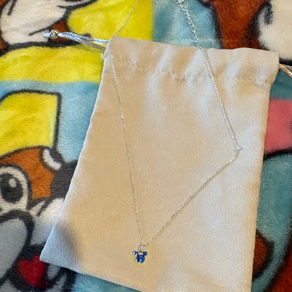 Disney Parks Collection Mickey Mouse Birthstone Sapphire Necklace